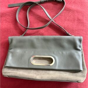 Skagen Ella Two-Tone Grey Nubuck Fold-Over Satchel